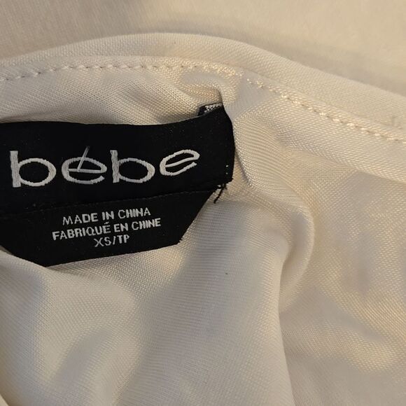 Bebe White Cream Cur Out Stretch Dress 3/4 Sleeve - Picture 6 of 6